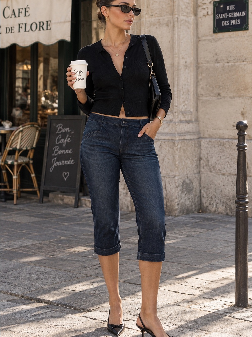 Pilcro Anthropologie Dark Wash Y2K  Denim Capri Jeans Streetwear Minimalist Chic